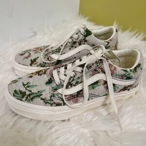 Vans Old Skool Sneakers Tapestry Floral Marshmallow Womens Sz 6 / Mens 4.5
